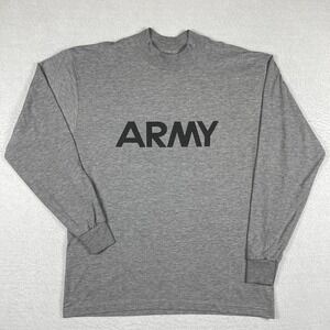 Akwa Tek US Army PT Shirt Mens Large Gray Long Sleeve Mock Neck Polyester USA